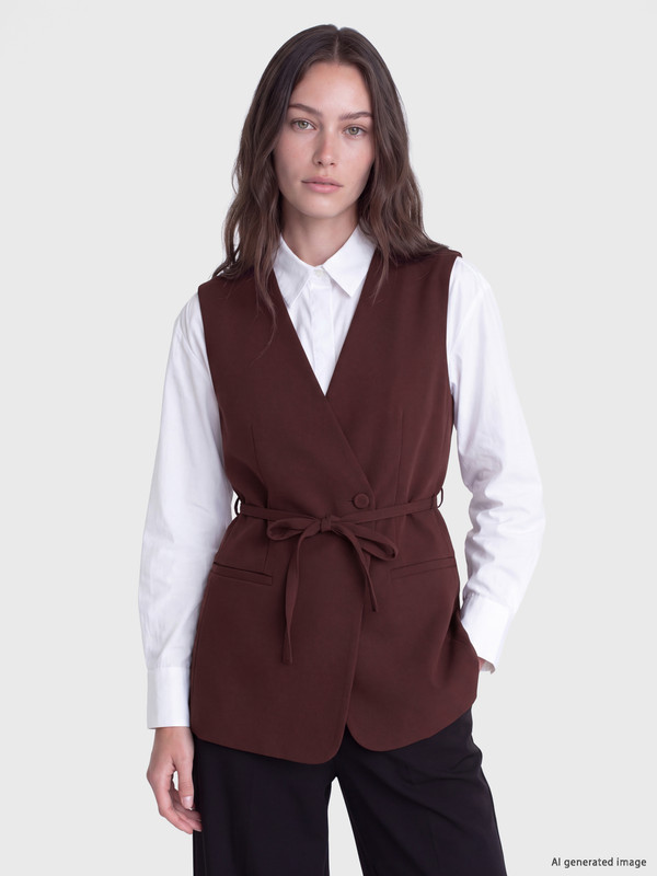 LCW Modest Vestă Clasică de Damă cu Guler cu Dublu Piept