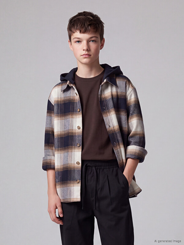 LCW Kids Hooded Plaid Boys' Shirt Jacket