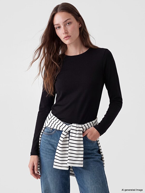 LCW Modest Crew Neck %100 Cotton Women's T-Shirt