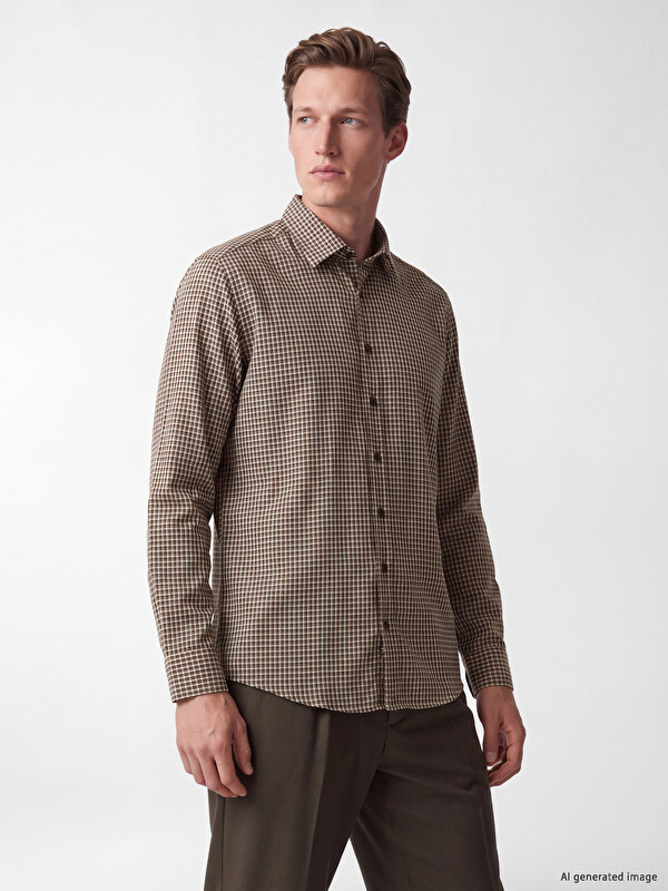 SOUTHBLUE Regular Fit Plaid Twill Men's Shirt