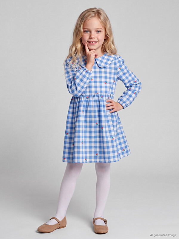 LCW Kids Peter Pan Collar Plaid Girls' Dress