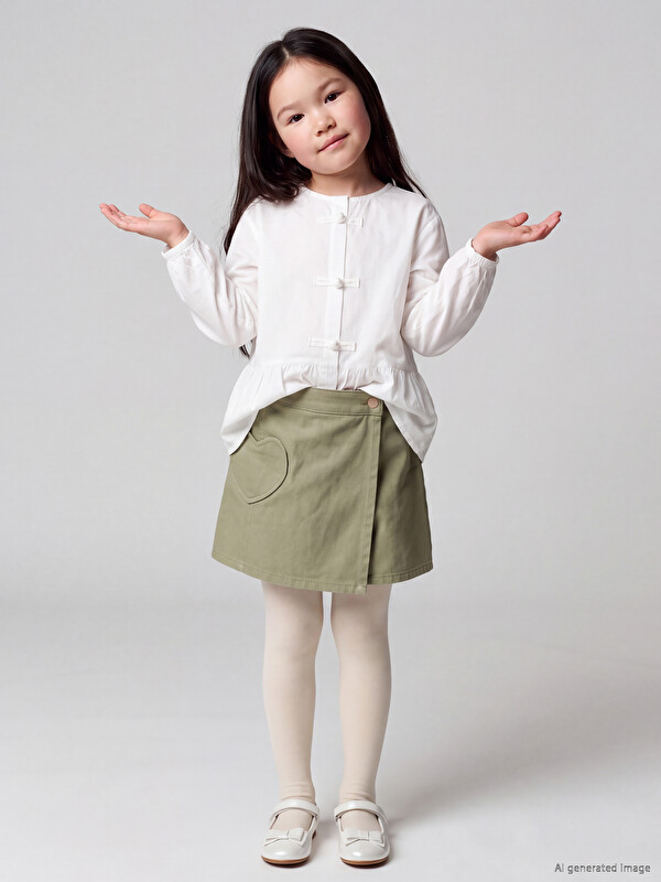 LCW Kids Heart Embroidered Girls' Skort