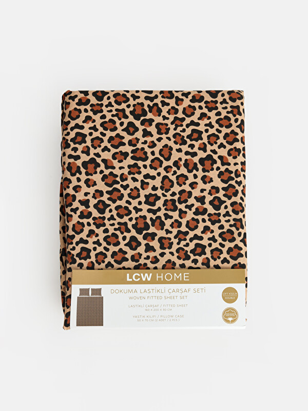 LCW HOME Leopar Desenli Çift Kişilik Çarşaf Seti