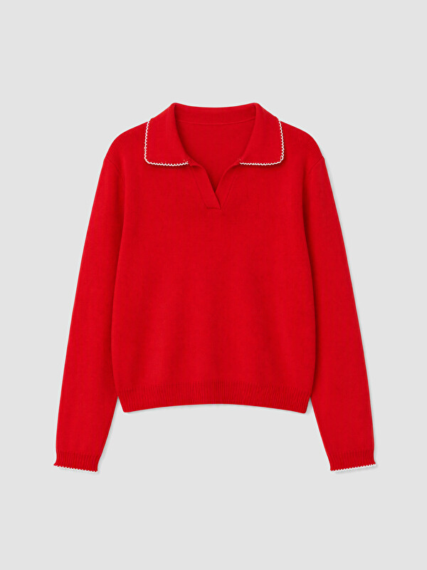 LCW Comfort Polo Yaka Kadın Triko Kazak