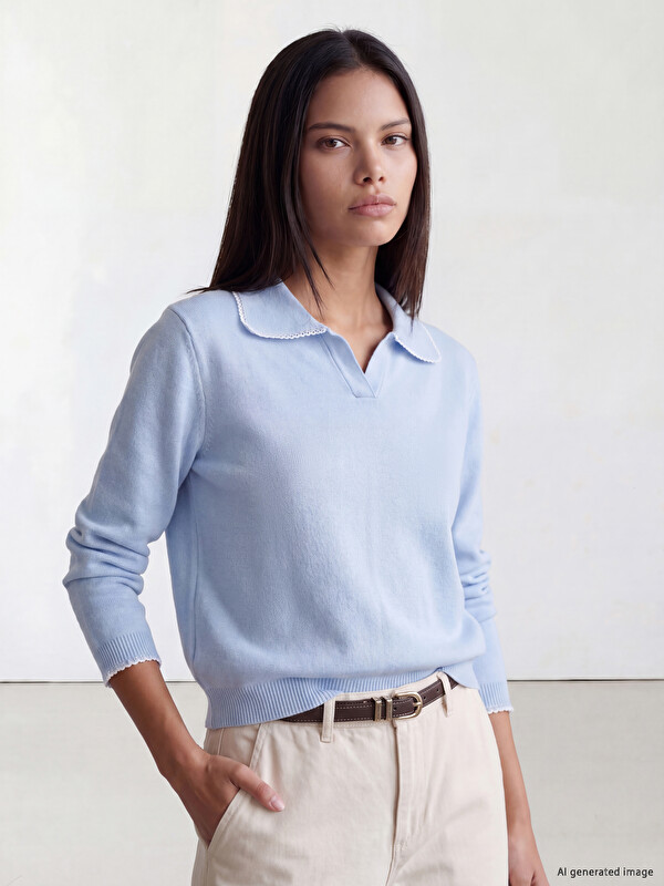 LCW Comfort Polo Yaka Kadın Triko Kazak