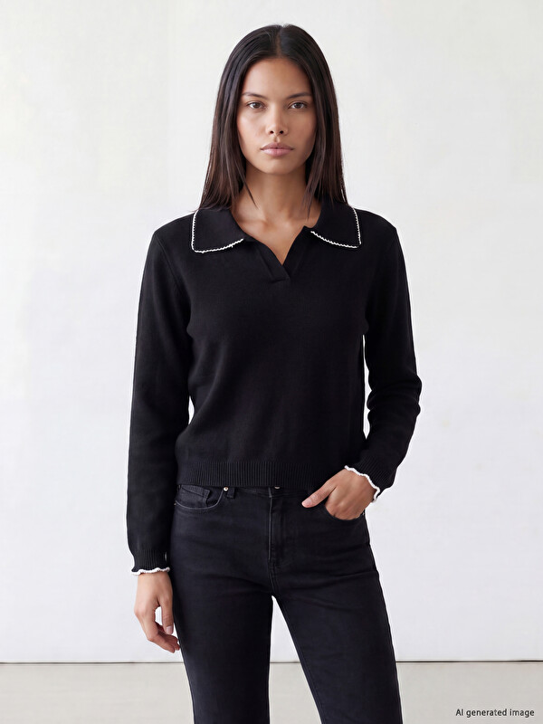 LCW Comfort Polo Yaka Kadın Triko Kazak