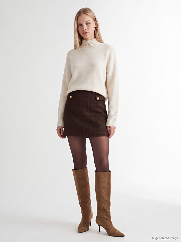 LCW Vision Tweed Mini Skirt