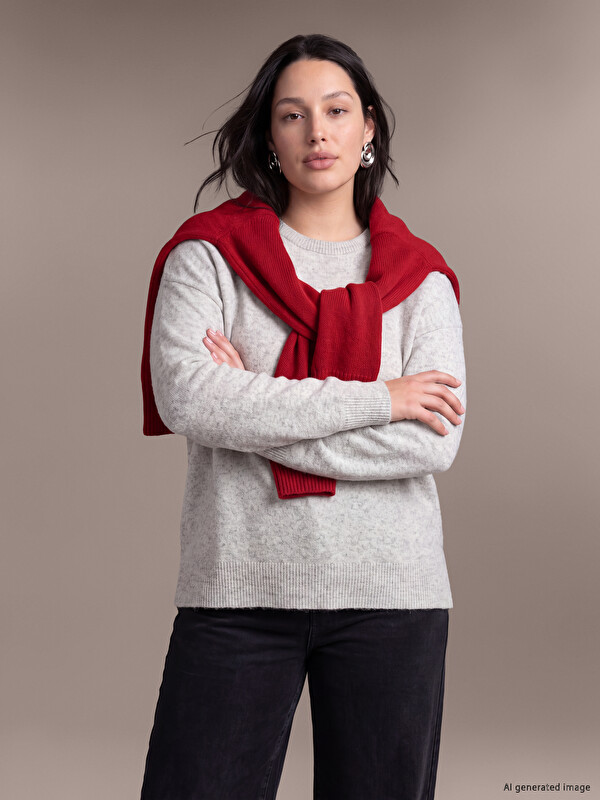 LCW Curve Plus Size Wool Blended Women's Sweater
