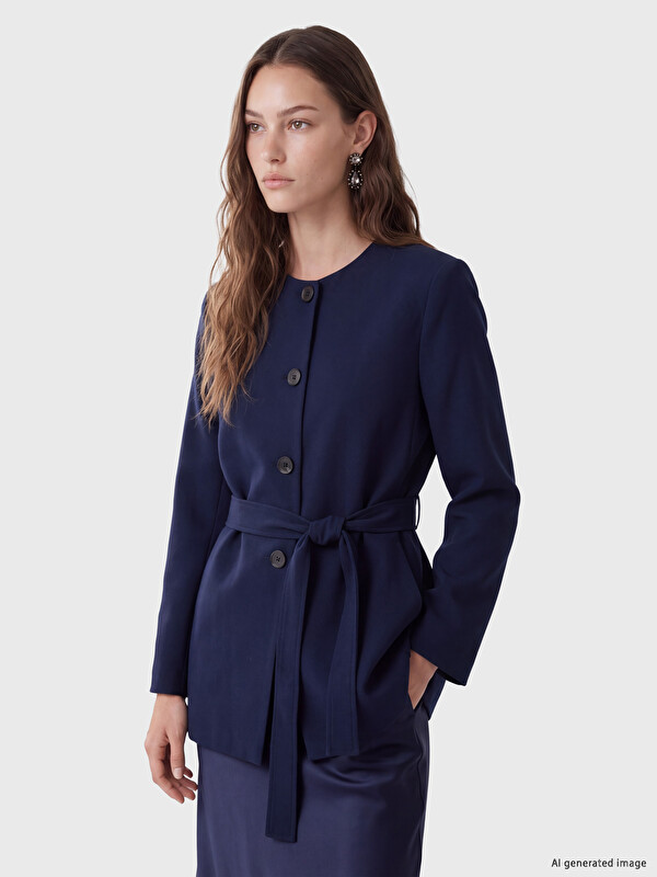 LCW Modest Жіноча куртка з круглим вирізом горловини та стрічкою