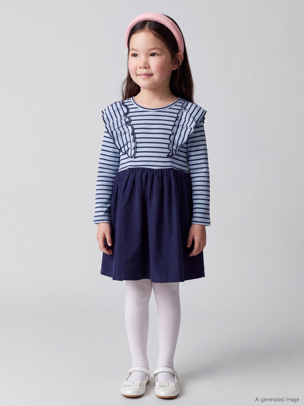 LCW baby Frilled Striped Girls' Dress