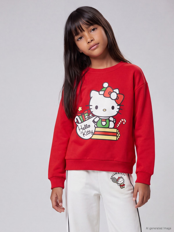 LCW Kids Hello Kitty Printed Girls' Thick Sweatshirt