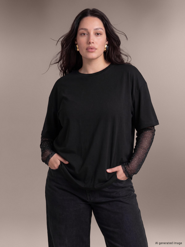 LCW Curve تیشێرت ژنانه‌ی تۆڵ بۆ گەورە سایز