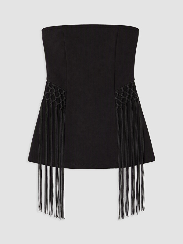 LCW Vision Strapless Collar Tasseled Blouse