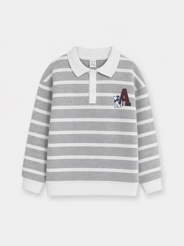 LCW Kids Polo Collar Striped Men's Sweatshirt