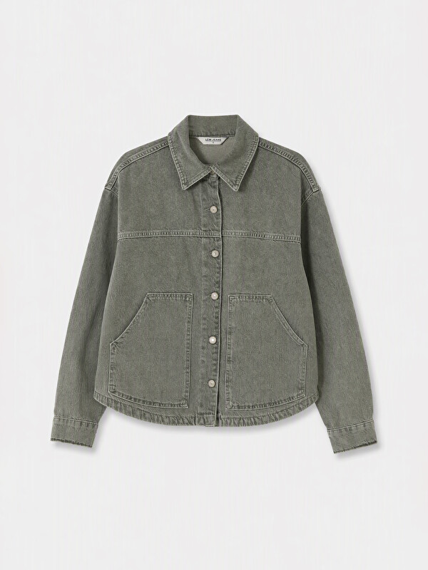 LCW Vision Gömlek Yaka Oversize Kadın Jean Ceket