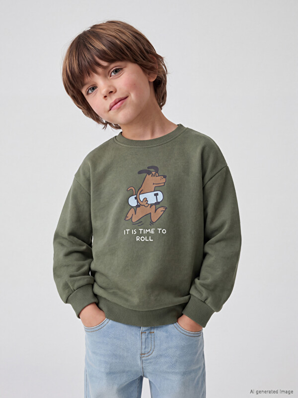 LCW Kids Baskılı Erkek Çocuk Sweatshirt