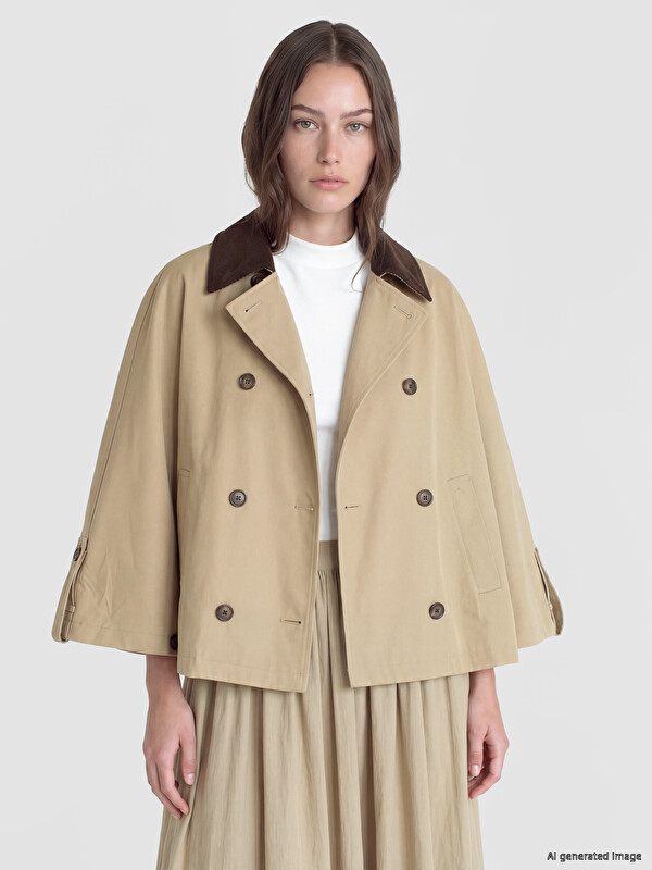LCW Modest Kadife Yaka Kadın Mont