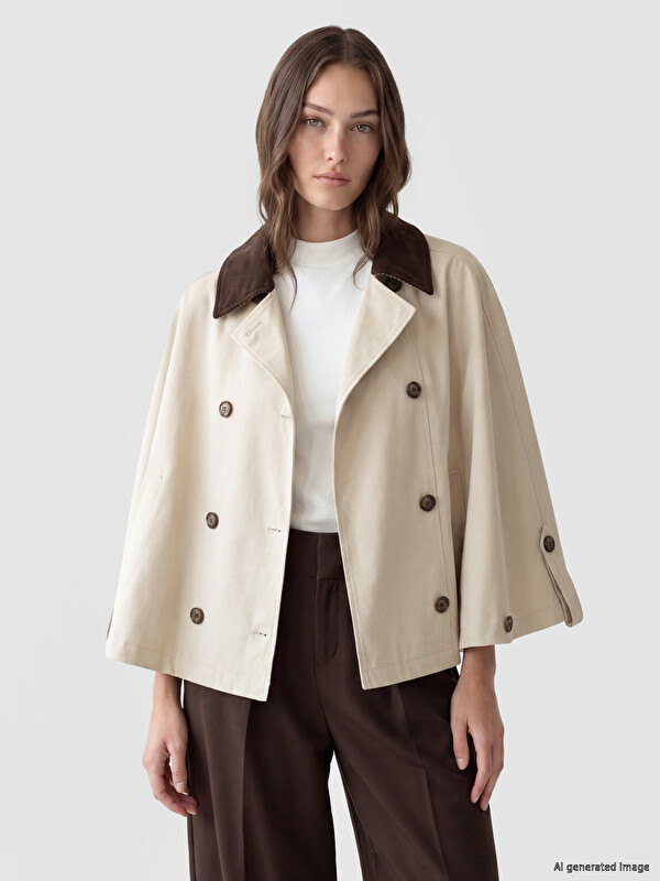 LCW Modest Kadife Yaka Kadın Mont