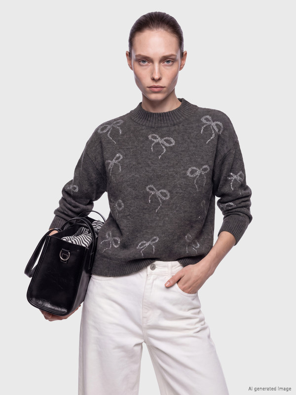 LCW Comfort Bow Patterned Women's Knitwear Sweater