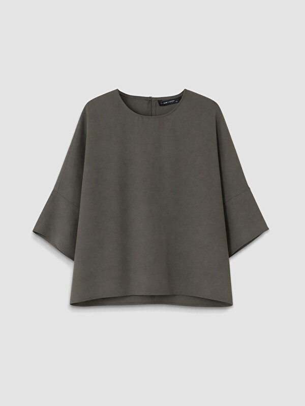 LCW Vision Bisiklet Yaka Geniş Kollu Oversize Bluz