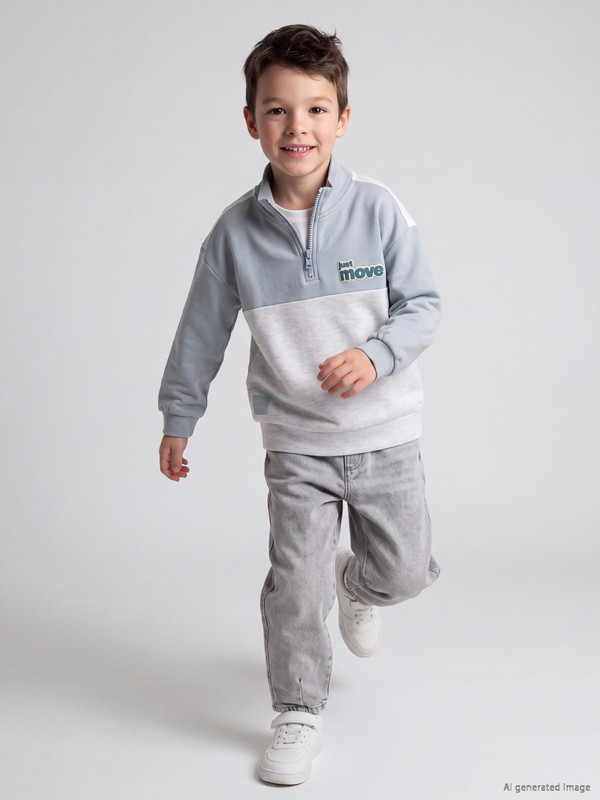 LCW baby Color Block Soft Touch Boys' Sweatshirt