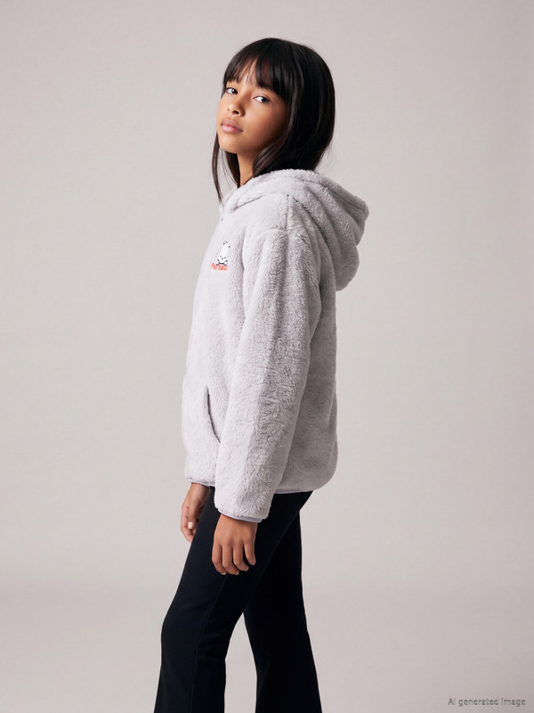 LCW Kids Pochacco embroidered girls' plush sweatshirt