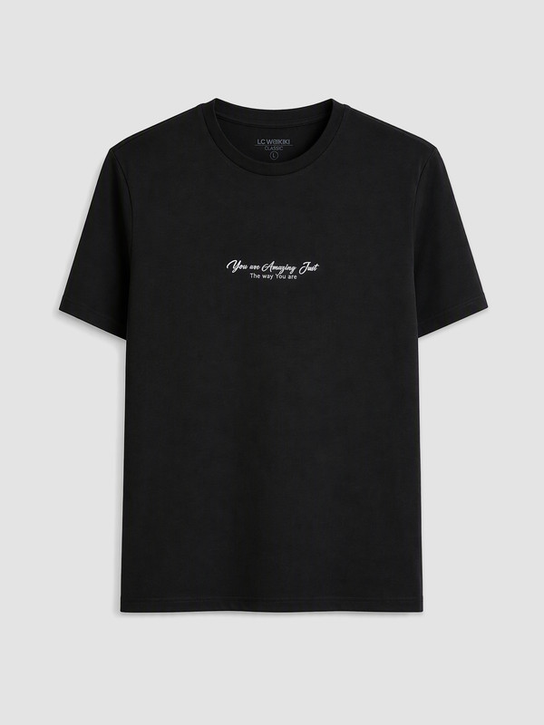 LCWAIKIKI Classic Bedrucktes T-Shirt mit Rundhalsausschnitt für Herren