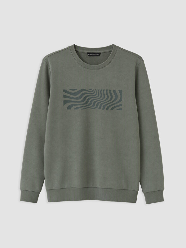 LCWAIKIKI Classic Bisiklet Yaka Baskılı Sweatshirt