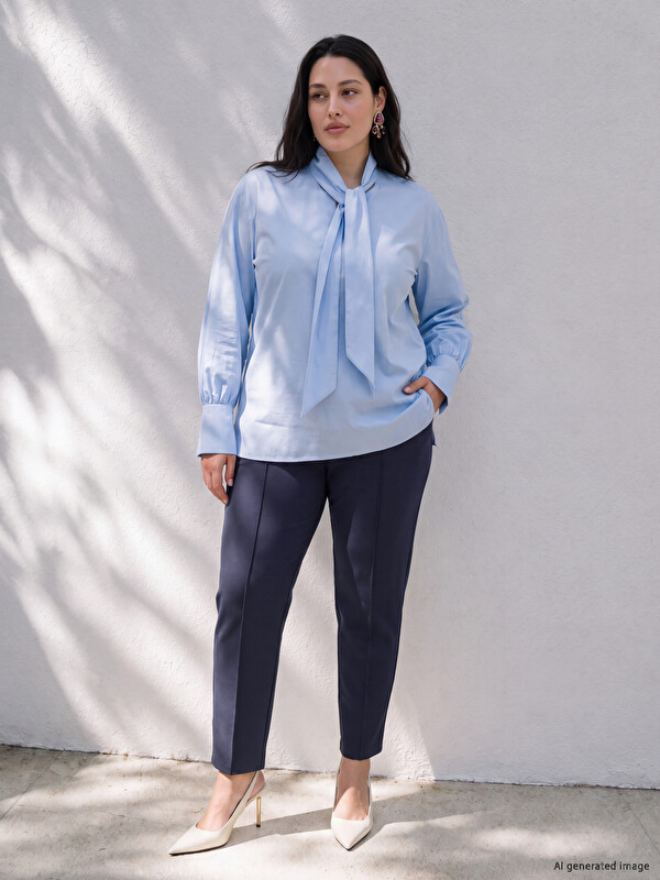 LCW Curve Plus Size Elastic Waist Women's Trousers