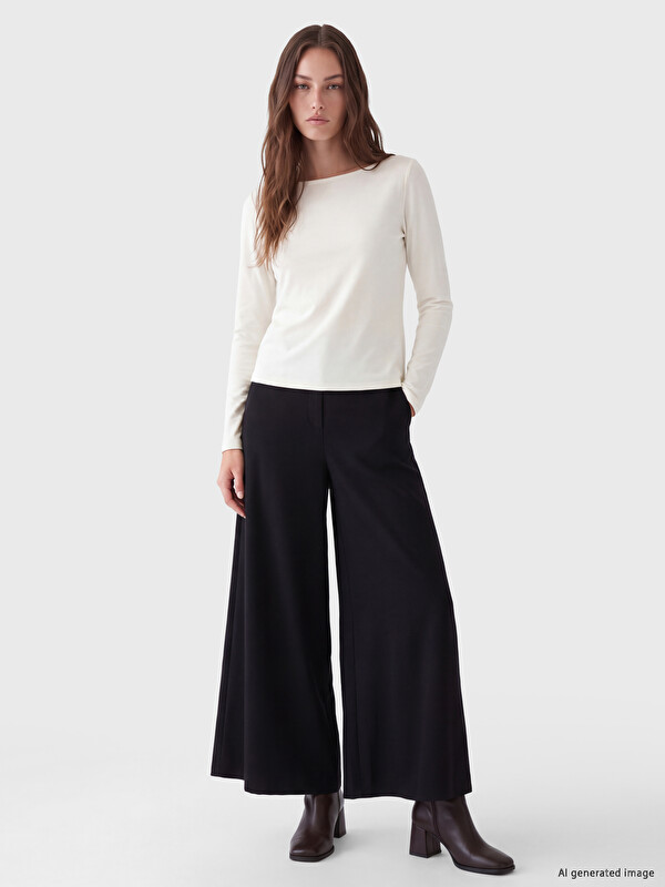 LCW Modest Waist Zippered Wide Leg Women's Trousers