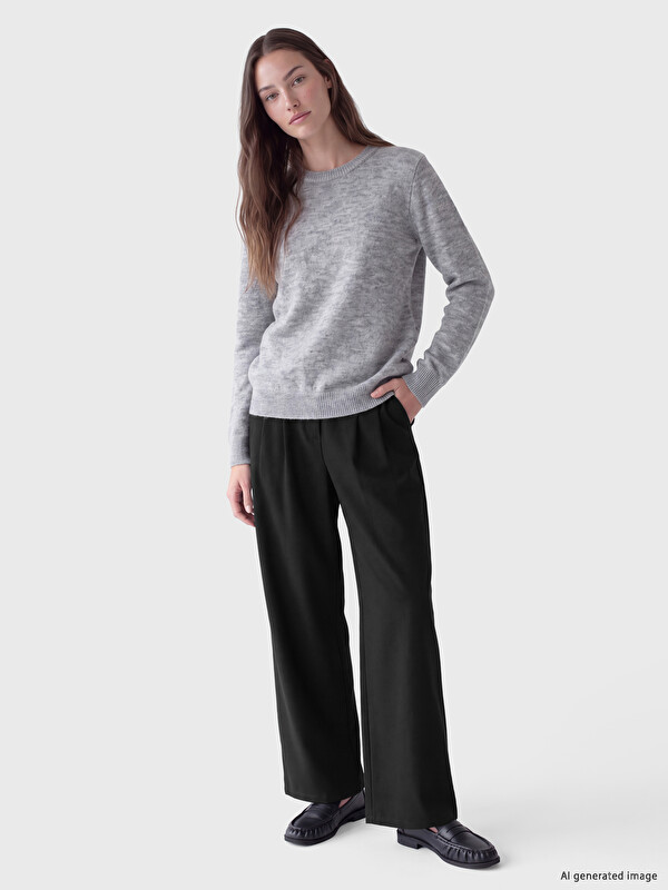 LCW Modest Pantaloni din Țesătură Plisată cu Talie Elastică pentru Femei