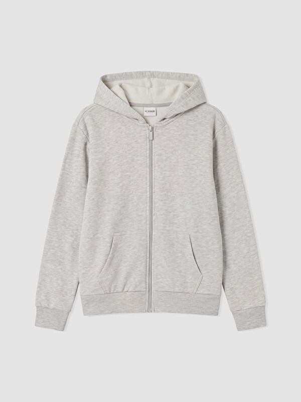 LCW Kids Girl Grey Zip-Up Sweatshirt