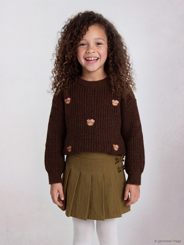 LCW Kids Embroidered Girls' Sweater