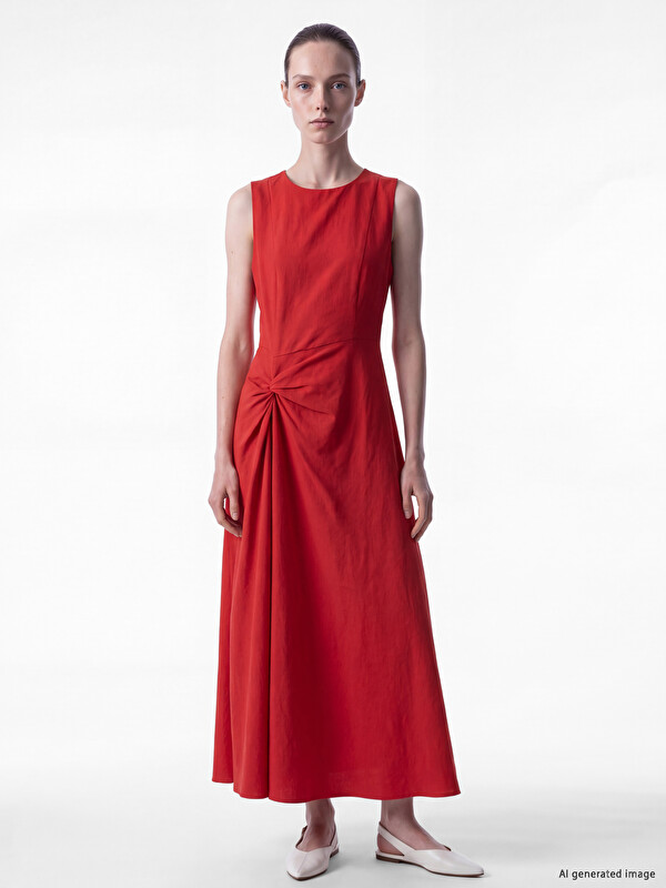 LCW Comfort Ruched Modal Blended Evening Dress
