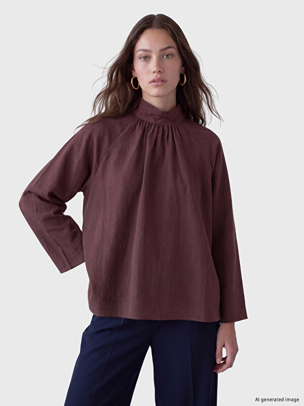 LCW Modest Набрана блуза од модален мешавина