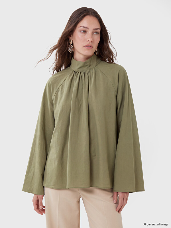 LCW Modest Ruched Modal Blend Blouse
