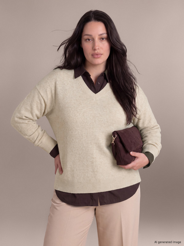 LCW Curve Woman Ecru Sweater