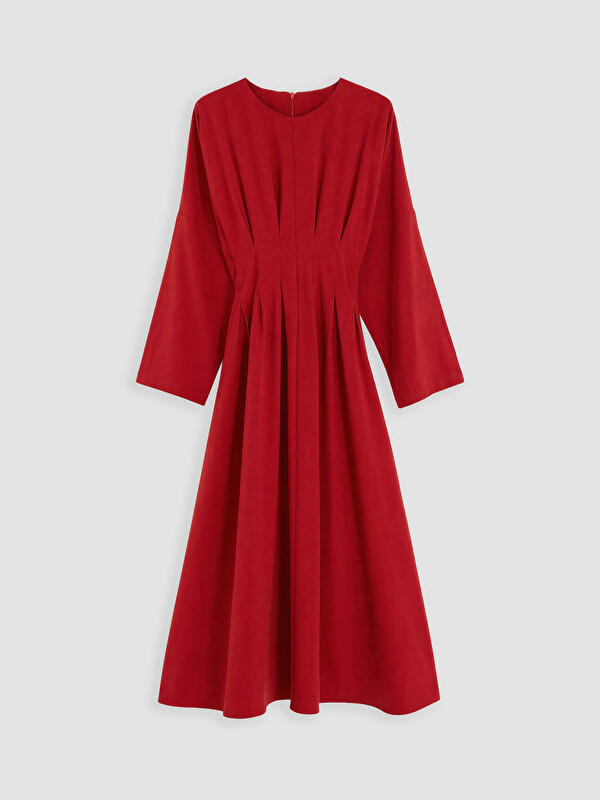 LCW Modest Peplum Keten Karışımlı Pileli Elbise