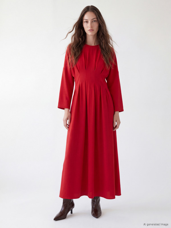 LCW Modest Φόρεμα Peplum από μείγμα λινού με πιέτες