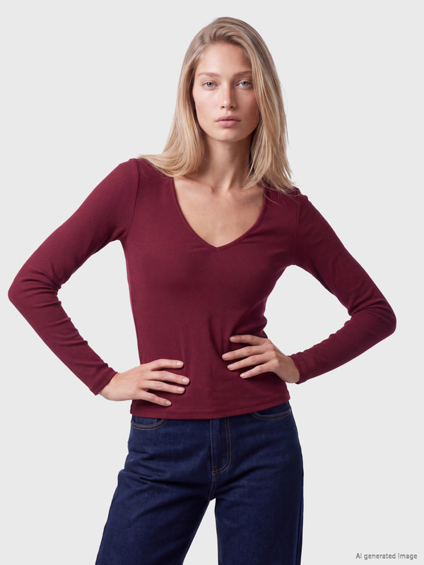 LCW Vision V Yaka Kadın Fitilli Body
