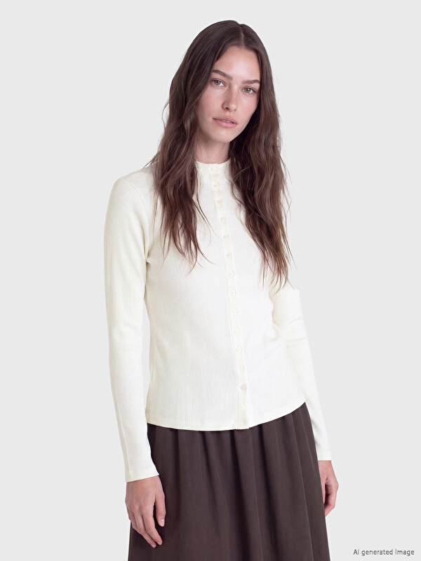 LCW Modest Mock Neck Women's Cardigan