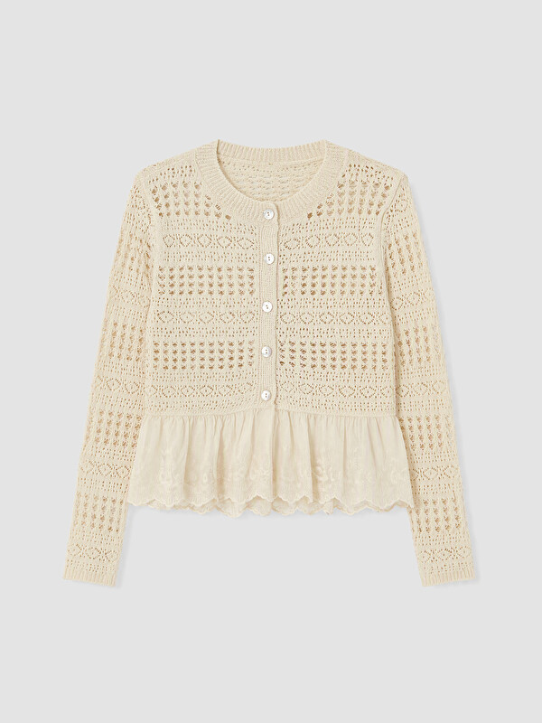 LCW Modest Ajurlu Peplum Kadın Triko Hırka