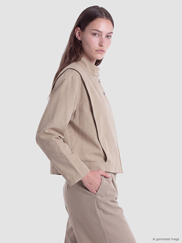 LCW Modest Mock Neck Oversize Women's Raincoat