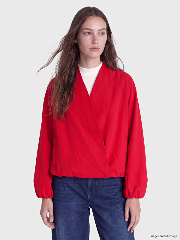 LCW Modest Kruvaze Yaka Oversize Kadın Yağmurluk