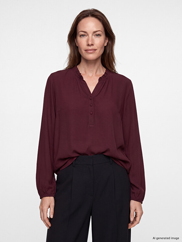 LCW Grace Ruffled Notch Neck Blouse