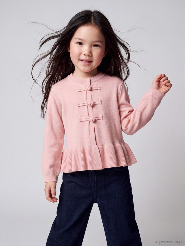 LCW Kids Crew Neck Girls' Cardigan