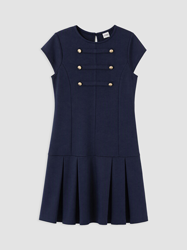 LCW Kids Button Detailed Pleated Girls' Dress