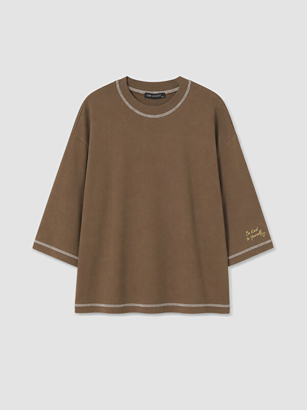 LCW Modest Woman Brown T-Shirt