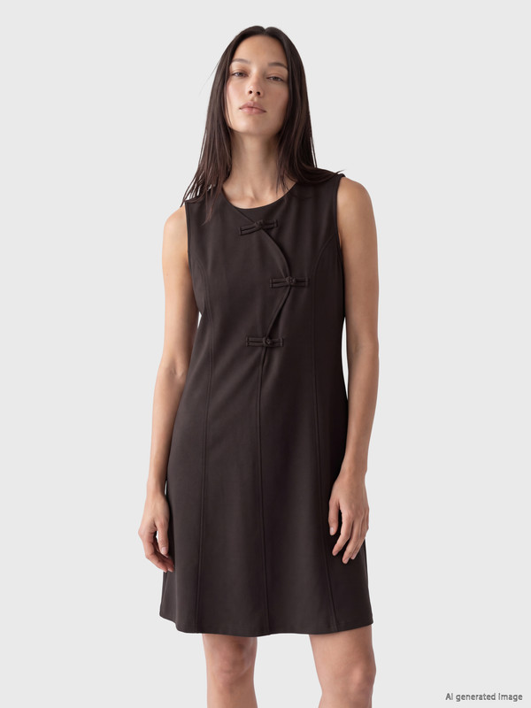 LCW STUDIO Chinese Buttoned Mini Dress