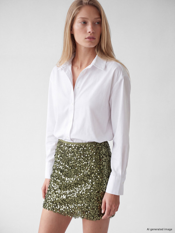 LCW Vision Zippered Sequined Mini Skirt